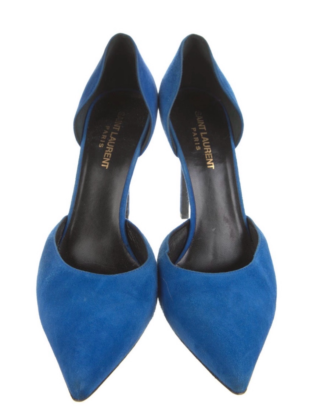 Saint Laurent Cobalt Blue Suede Pointed D'orsay Heels